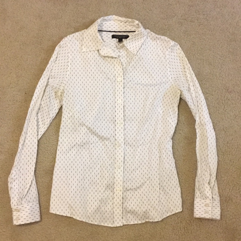 Banana Republic black dot button front shirt sz 4